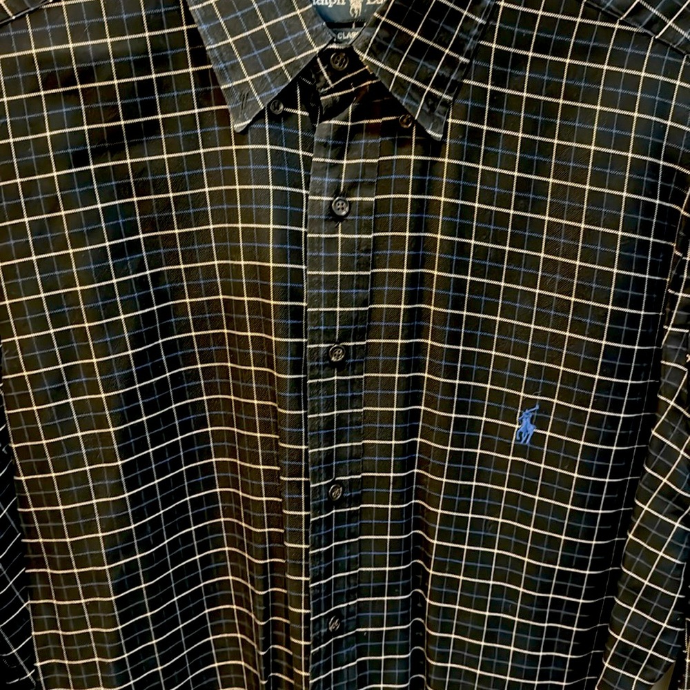 Men’s Large Tall LT Black Classic Button Down Polo Ralph Lauren